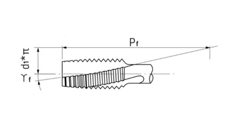 <p>ca. 10° Linksspiralnuten</p>